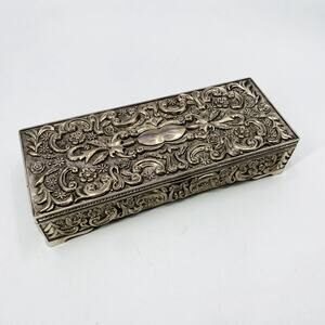 Vintage 1992 Godinger Silver Etched jewelry box